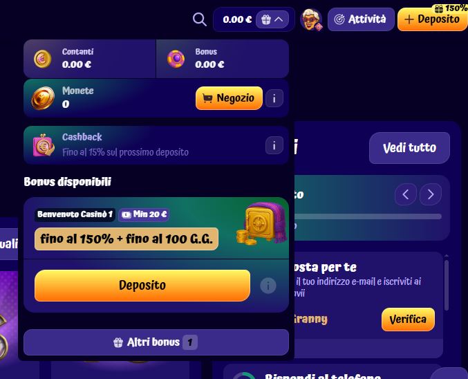 Controlla bonus del conto