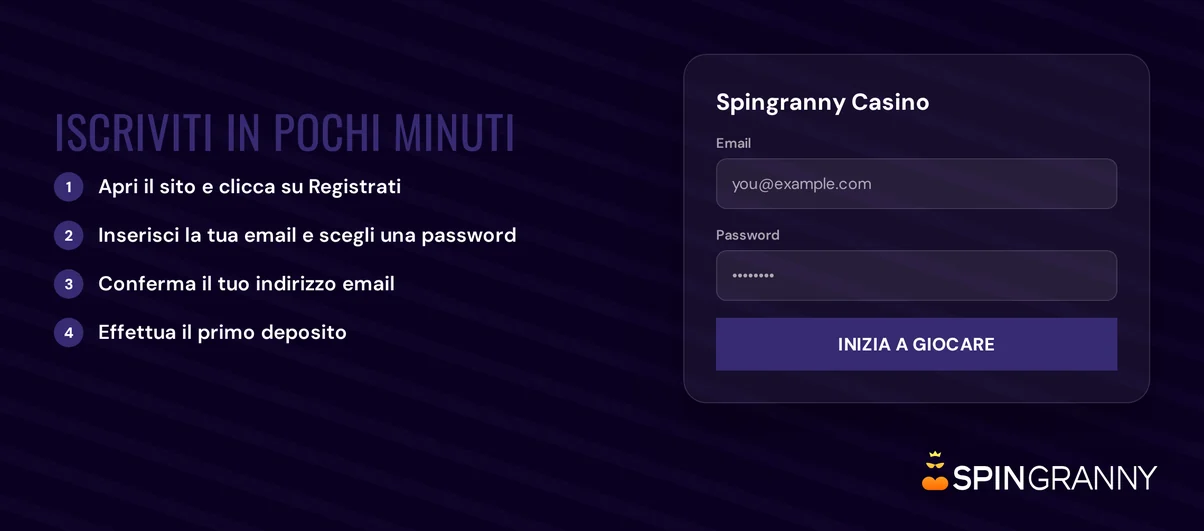 Iscriviti in pochi passi