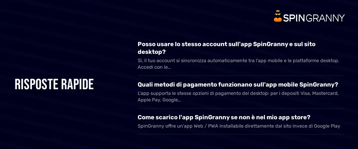 Domande frequenti sulla web app di SpinGranny Casino