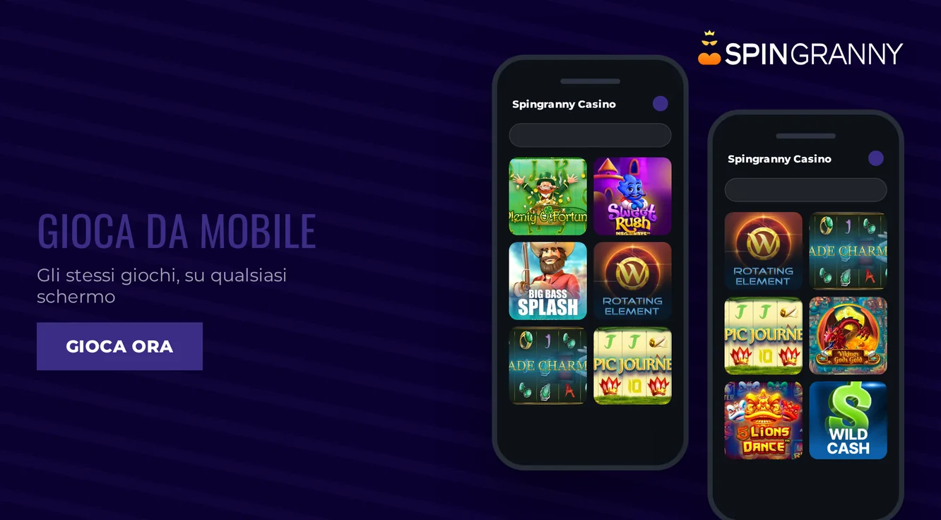 Giochi di SpinGranny Casino sullo schermo di uno smartphone